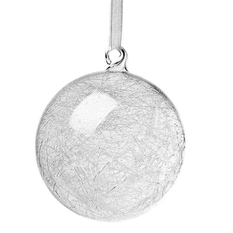 Glass Ball Ornament with Glass Threads