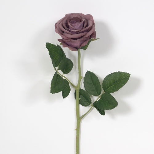 Dusty Plum Flocked Rose Stem