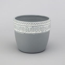 Grey Teracotta Top Patterned Pot