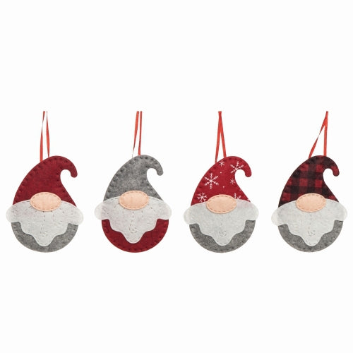 Red, White & Grey Felt Santa Ornaments