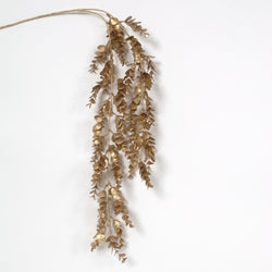 Gold Metallic Glittered Hanging Eucalyptus Spray