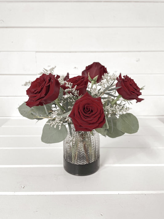 Half Dozen Red Roses- Fresh Cut Bouquet